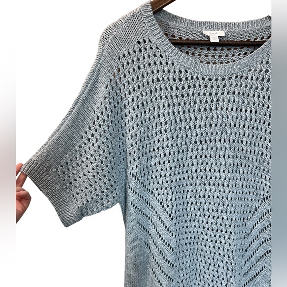 J. Jill- Pure Jill Open Knit Crochet Short Sleeve Tunic - Picture 4 of 7